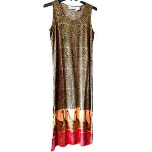 Units Rayon Maxi Dress Giraffe Print Sleeveless Green/Brown‎ Size Medium